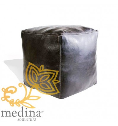 Moroccan Black Moroccan square pouffe_ Pouf Leather Ottoman Poof Pouffe pouffes hassock Footstool Beanbag leather pillow