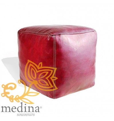 Moroccan Burgundy Moroccan square pouffe_ Pouf Leather Ottoman Poof Pouffe pouffes hassock Footstool Beanbag leather pillow
