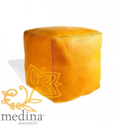 Moroccan Yellow Moroccan square pouffe_ Pouf Leather Ottoman Poof Pouffe pouffes hassock Footstool Beanbag leather pillow