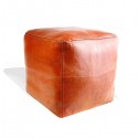 Moroccan Tobacco-coloured Moroccan square pouffe_Pouf Leather Ottoman Poof pouffes hassock Footstool Beanbag leather pillow