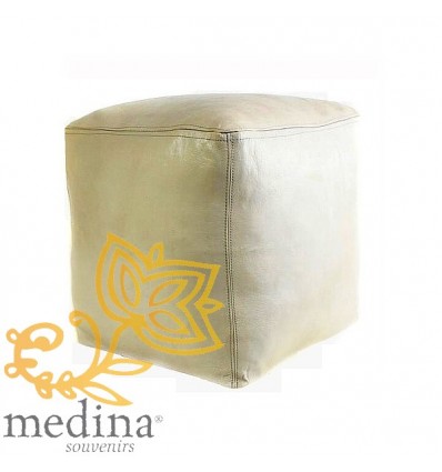 Moroccan White Moroccan square pouffe_ Pouf Leather Ottoman Poof Pouffe pouffes hassock Footstool Beanbag leather pillow