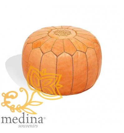 Moroccan Leather Pouffe Moroccan design natural color_ Pouf Leather Ottoman Poof hassock Footstool Beanbag leather pillow