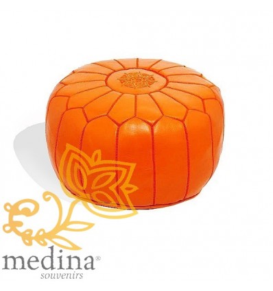 Moroccan Moroccan design orange leather pouffe_ Pouf Leather Ottoman Poof Pouffes hassock Footstool Beanbag leather pillow