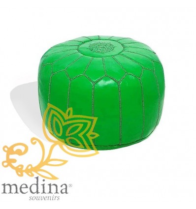 Moroccan Florescent green leather pouffe Moroccan design_ Pouf Leather Ottoman Poof hassock Footstool Beanbag leather pillow