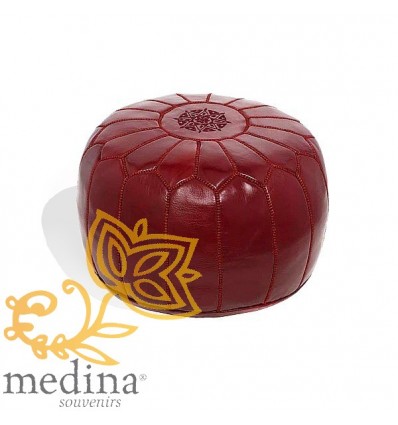 Moroccan Burgundy leather pouffe Moroccan design_ Pouf Leather Ottoman Poof hassock Footstool Beanbag leather pillow