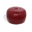 Moroccan Burgundy leather pouffe Moroccan design_ Pouf Leather Ottoman Poof hassock Footstool Beanbag leather pillow