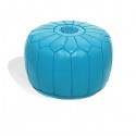 Moroccan Light blue leather pouffe Moroccan design_ Pouf Leather Ottoman Poof pouffes hassock Footstool Beanbag leather pillow