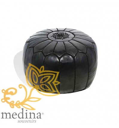 Moroccan Black leather pouffe Moroccan design_ Pouf Leather Ottoman Poof Pouffe pouffes hassock Footstool Beanbag leather pillow