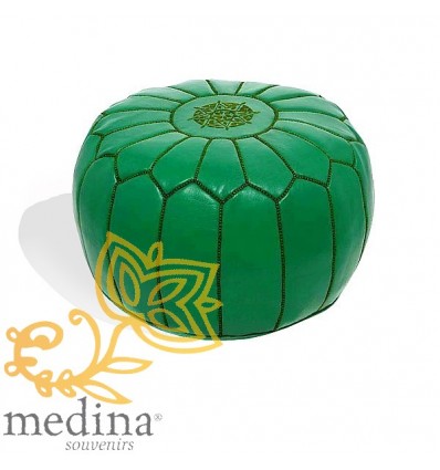 Moroccan Green leather pouffe Moroccan design_ Pouf Leather Ottoman Poof Pouffe pouffes hassock Footstool Beanbag leather pillow