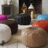 Moroccan Copper colored leather pouffe Moroccan design_ Pouf Leather Ottoman Poof hassock Footstool Beanbag leather pillow