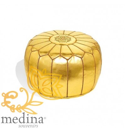 Moroccan Gold leather pouffe Moroccan design_ Pouf Leather Ottoman Poof Pouffe pouffes hassock Footstool Beanbag leather pillow