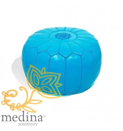 MoroccanTurquoise leather pouffe Moroccan design_ Pouf Leather Ottoman Poof Pouffes hassock Footstool Beanbag leather pillow