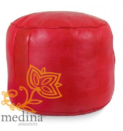 Moroccan Red moroccan round pouffe_ Pouf Leather Ottoman Poof Pouffe pouffes hassock Footstool Beanbag leather pillow