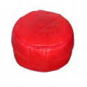 Moroccan Red moroccan round pouffe_ Pouf Leather Ottoman Poof Pouffe pouffes hassock Footstool Beanbag leather pillow