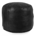 Moroccan Black round moroccan pouffe_ Pouf Leather Ottoman Poof Pouffe pouffes hassock Footstool Beanbag leather pillow