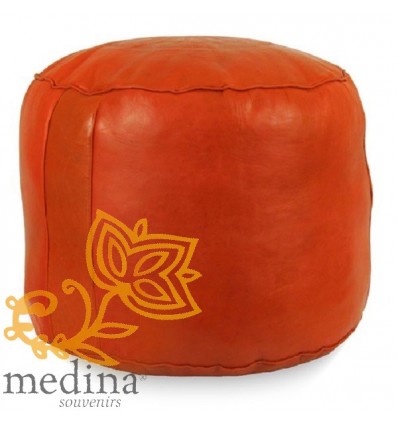 Moroccan Round moroccan pouffe in orange_ Pouf Leather Ottoman Poof Pouffe pouffes hassock Footstool Beanbag leather pillow