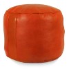 Moroccan Round moroccan pouffe in orange_ Pouf Leather Ottoman Poof Pouffe pouffes hassock Footstool Beanbag leather pillow