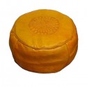 Moroccan Yellow moroccan round pouffe_ Pouf Leather Ottoman Poof Pouffe pouffes hassock Footstool Beanbag leather pillow
