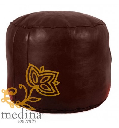 Moroccan Chocolate moroccan round pouffe_ Pouf Leather Ottoman Poof Pouffe pouffes hassock Footstool Beanbag leather pillow