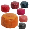 Moroccan Chocolate moroccan round pouffe_ Pouf Leather Ottoman Poof Pouffe pouffes hassock Footstool Beanbag leather pillow