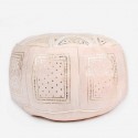 Moroccan Natural leather gold Fassi pouffe_ Pouf Leather Ottoman Poof Pouffe pouffes hassock Footstool Beanbag leather pillow
