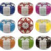 Moroccan Blue and white leather Fassi pouffe_ Pouf Leather Ottoman Poof Pouffe pouffes hassock Footstool Beanbag leather pillow