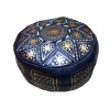 Moroccan Gold and black leather Fassi pouffe_ Pouf Leather Ottoman Poof Pouffe pouffes hassock Footstool Beanbag leather pillow