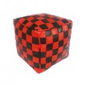 Black and red leather pouffe square design_ hand made leather moroccan pouf foot stool