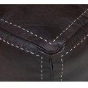 Chocolate-brown square stitched-leather pouffe_ hand made leather moroccan pouf foot stool