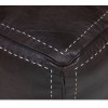 Chocolate-brown square stitched-leather pouffe_ hand made leather moroccan pouf foot stool