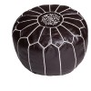 Brown leather pouffe Moroccan design_ Handmade genuine leather pouf