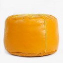 Pouf Nejma en cuir blanc et gris_ pouf marocain en cuir véritable fait main