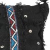 Coussin vintage carré tissé et brodé à la main couleur noir